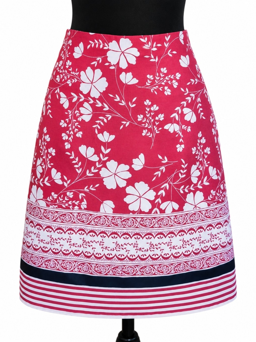 Ann Taylor LOFT Size 6 Red Floral Border Print A-Line Skirt